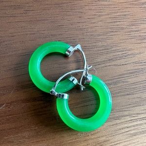 Jade Sterling Silver hoops